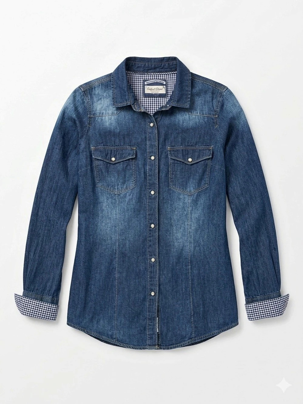 Alcott Denim Shirt Denim Pearl Button Down Blue Size XS